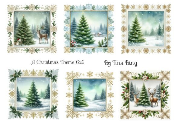 A Christmas Tree Scene: Festive Illustrations