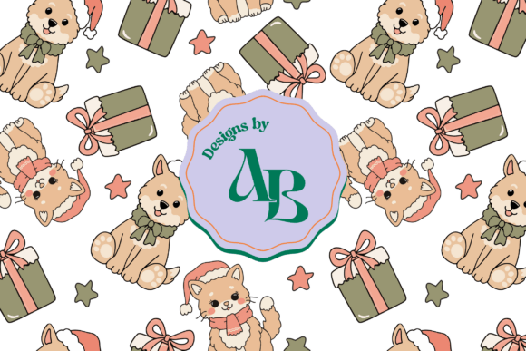 Cat and Dog Christmas Pattern Illustrations