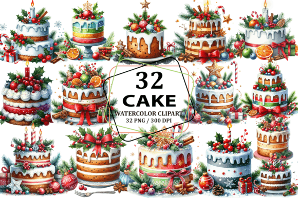 Christmas Cake Clipart: Festive Illustrations