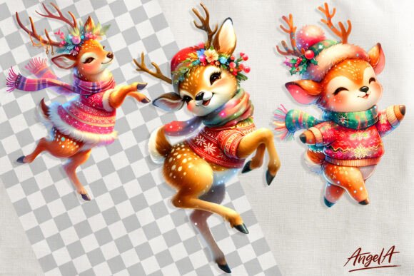 Christmas Clipart, Animal Clipart, Deer Illustrations