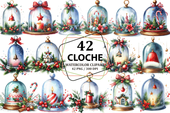 Christmas Cloche Clipart: Festive Illustrations
