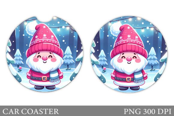 Christmas Gnome Car Coaster Sublimation: Illustrations