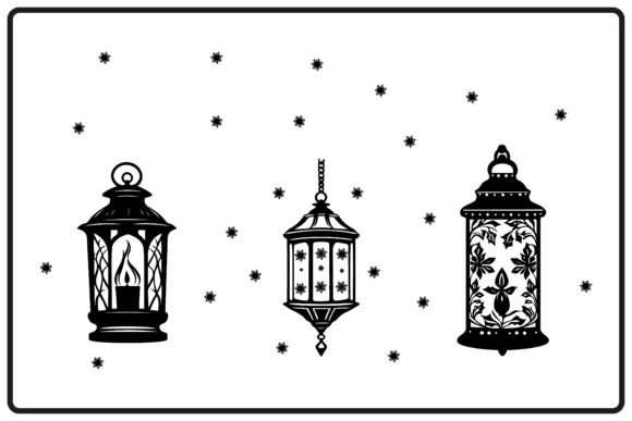 Christmas Layer Cut Lantern Silhouette Illustrations