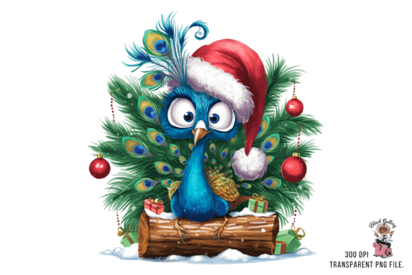 Christmas Peacock Clipart PNG: Illustrations