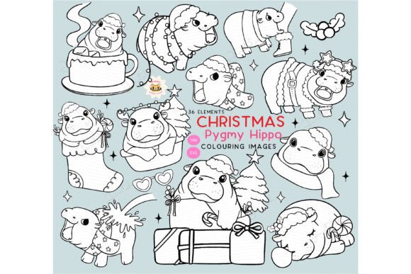 Christmas Pygmy Hippo Illustrations Review