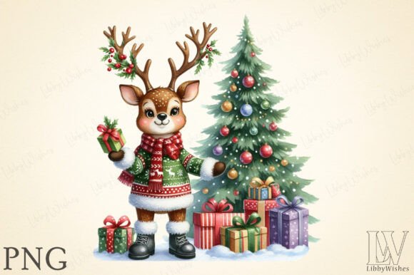 Christmas Reindeer PNG: Illustrations for Design