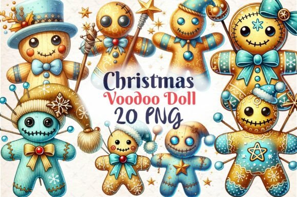 Christmas Voodoo Doll Cliparts PNG: Bold Illustrations