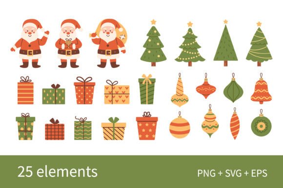 Cute Christmas New Year Clip Arts Set: Illustrations Review