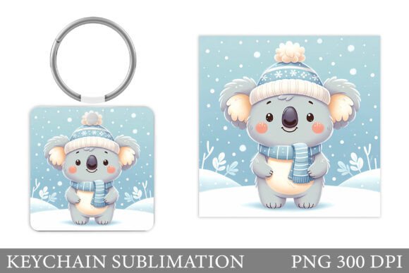 Cute Koala Keychain Christmas Illustrations