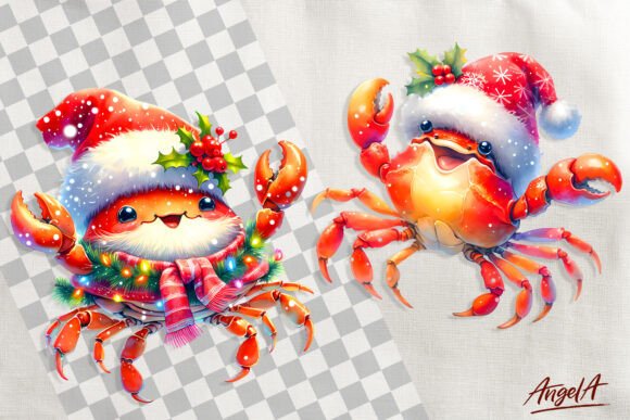 Cute Ocean Animal Christmas Clipart for Illustrations