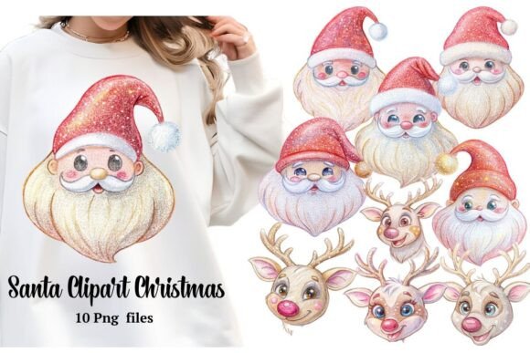 Cute Santa PNG: Festive Illustrations for Sellers