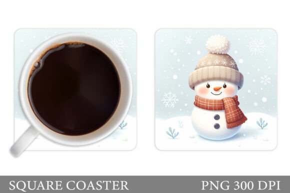 Cute Snowman Coaster: Festive Illustrations