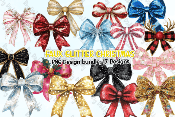 Faux Glitter Christmas Clipart PNG: Illustrations