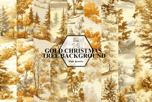 Gold Christmas Tree Background Clipart for Illustrations