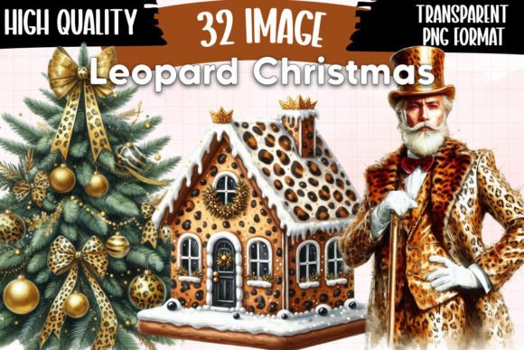 Leopard Christmas Clipart Sublimation Illustrations Review