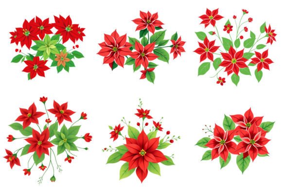 Poinsettia Christmas Clipart for Illustrations