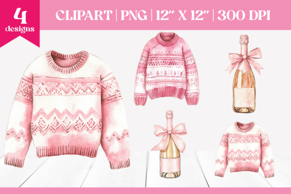 Review: Watercolor Pink Christmas Clipart PNG Illustrations