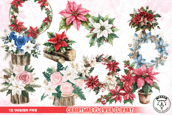 Reviewing Christmas Flower Clipart PNG Illustrations