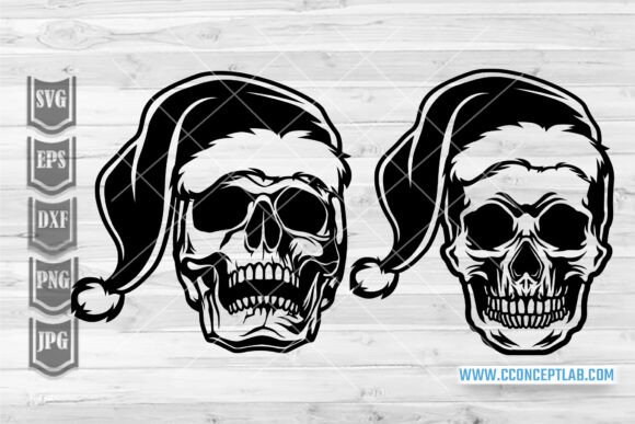 Skull with Christmas Hat Illustrations Review