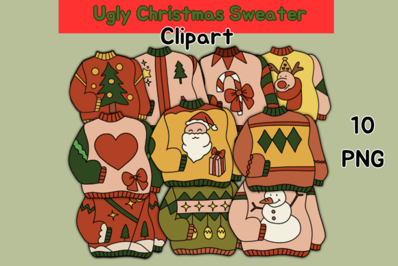Ugly Christmas Sweater Color Clipart & Illustrations